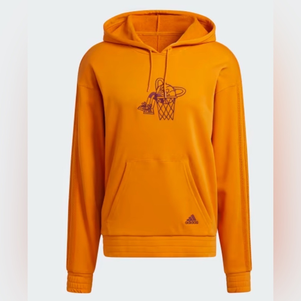 Adidas Orange Hoodie LIL STRIPE IGNITE basketball graphic HOODIE, size medium
